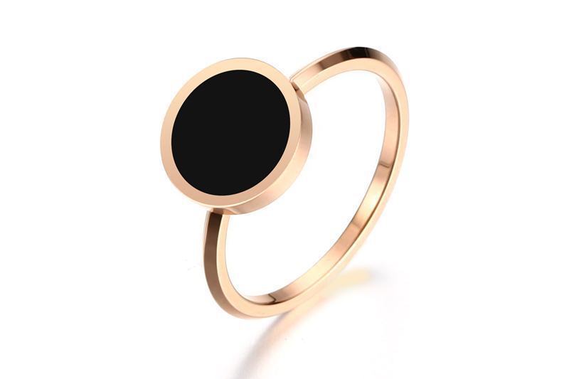 Geometric Titanium Steel Epoxy Ring For Women Jewelry