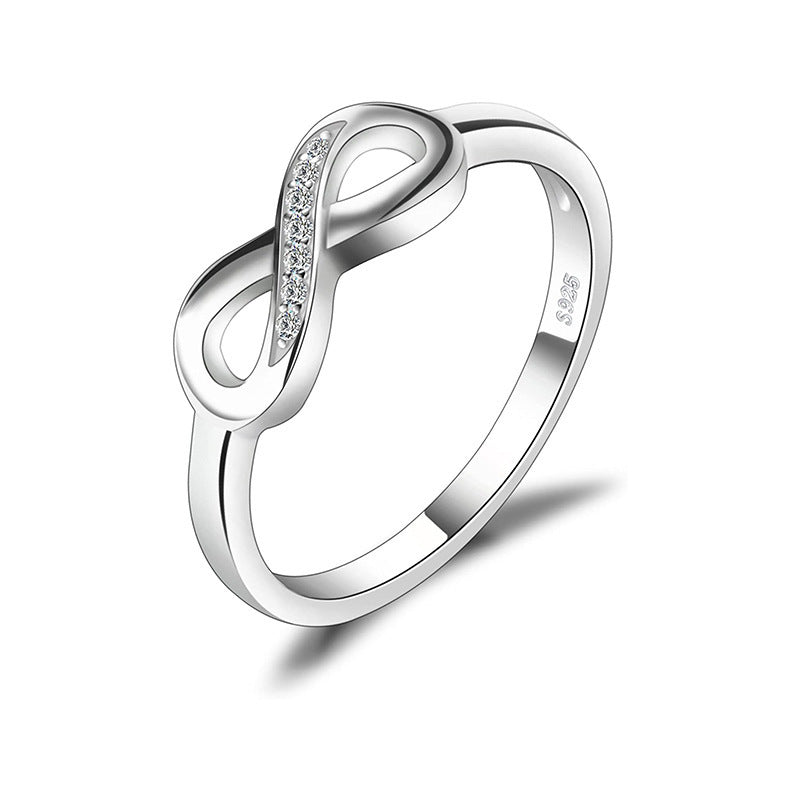 Womens 925 Sterling Silver Figure Eight Infinity Ring Elegant Design Pure Silver Jewelry Sizes 6 7 8 9 For All