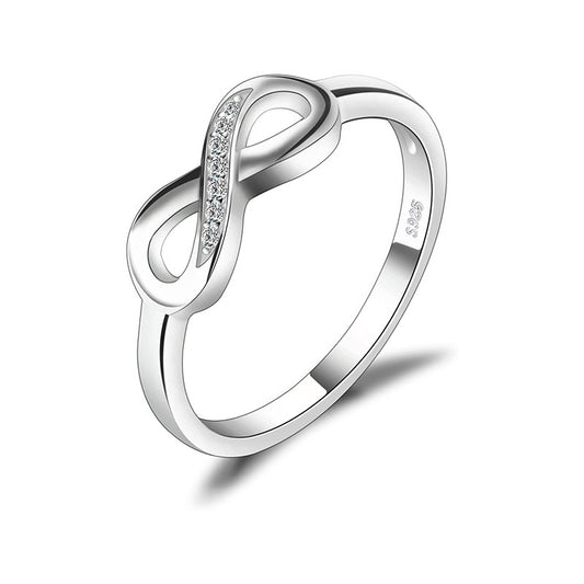 Womens 925 Sterling Silver Figure Eight Infinity Ring Elegant Design Pure Silver Jewelry Sizes 6 7 8 9 For All