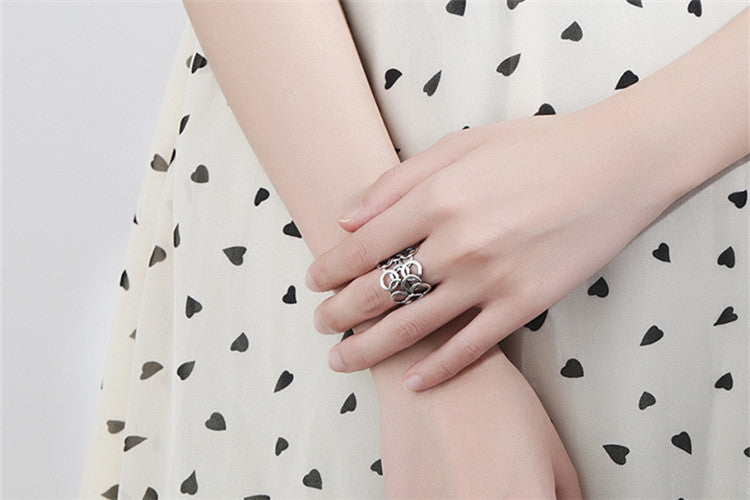 Copper Multilayer Circle Ring for Women with Geometric Design and Simple Style Electroplated Finish Elegant Gift