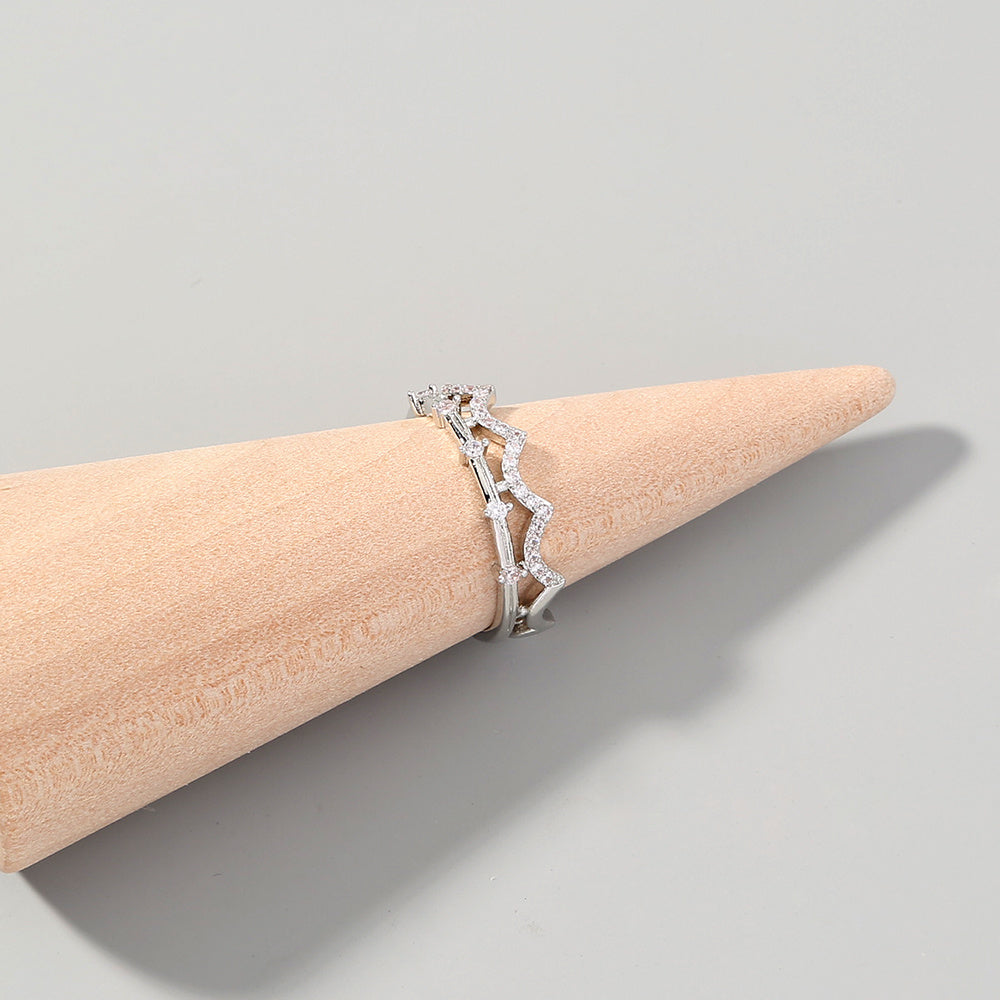 Copper Inlaid Zircon Adjustable Opening Wedding Ring