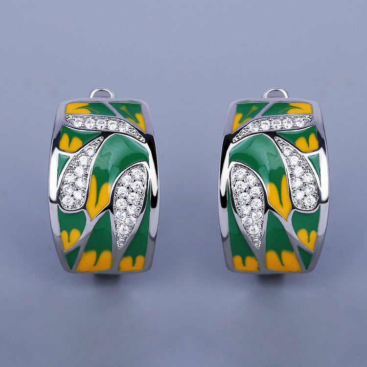 Elegant Brass Gold Plated Gemstone Stud Earrings For Her