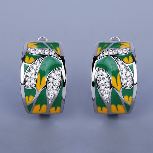 Elegant Brass Gold Plated Gemstone Stud Earrings For Her