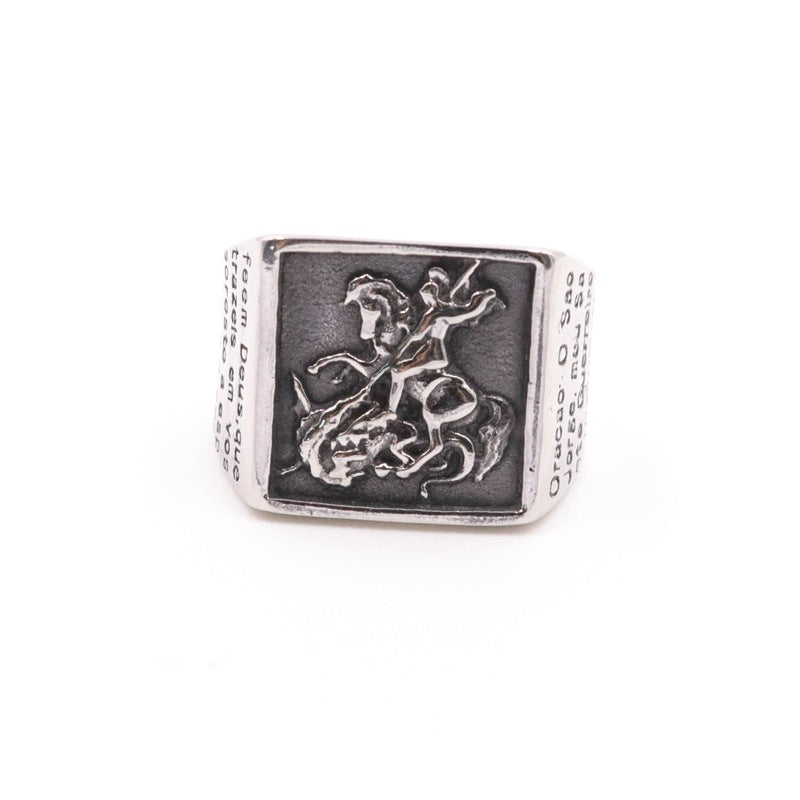 Men's And Women's Titanium Steel Personality Retro Knight Ring
