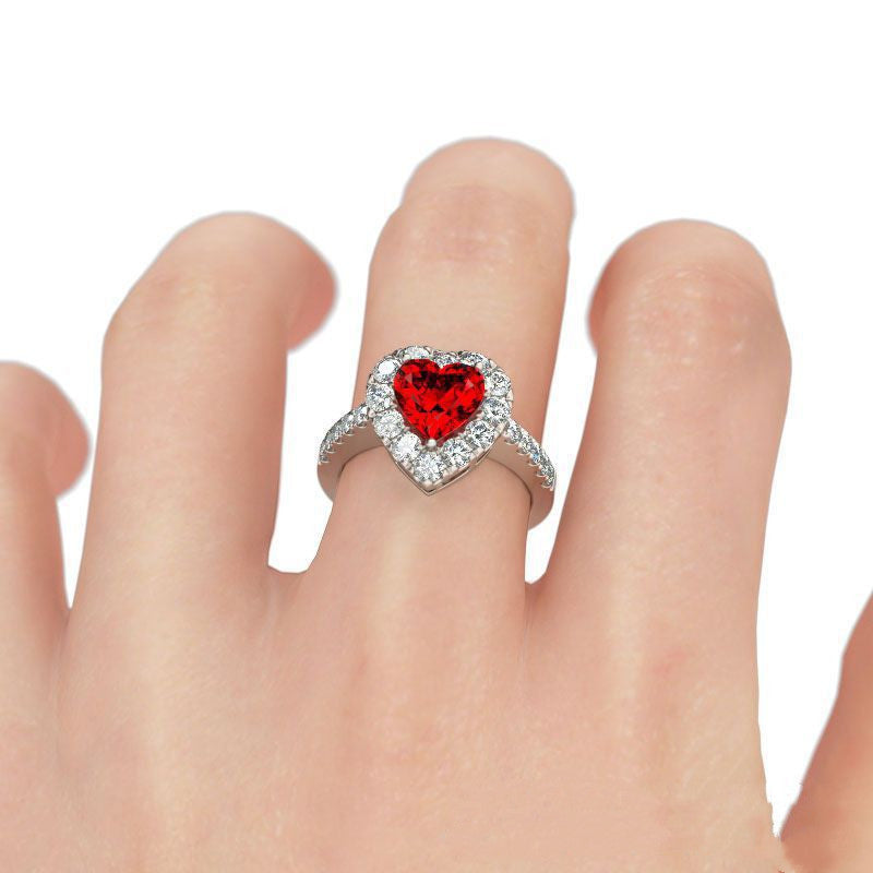 Womens Red Ring With Hearts And Arrows Zircon Copper Band Exquisite Design Jewelry Gift Fashion Jewelry For Women