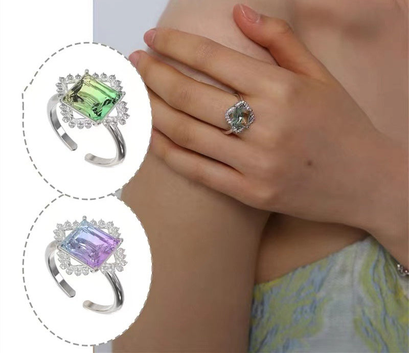 Ring Niche Design Three Dimensional Geometric Simplicity Copper Ring For Women Elegant Fashion Accessory Quartz