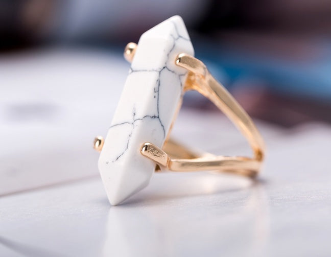 Unisex Geometric Hexagonal Ring Alloy Insert Drill Styling For Men And Women European And American Fashion Style