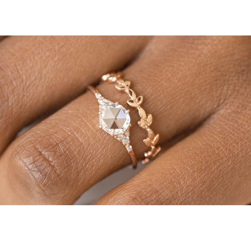 Geometric Copper Ring Rose Gold Electroplating And Rattan