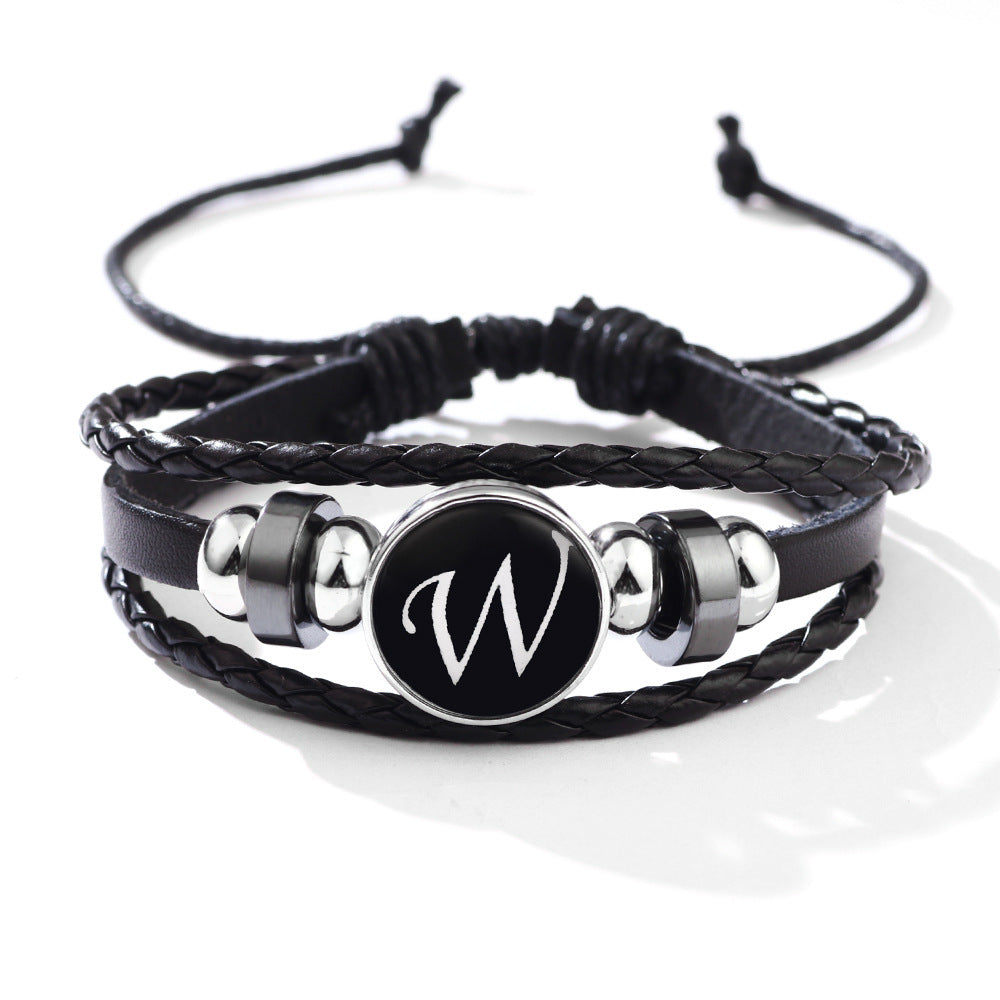 Womens Leather Bracelet With Initials Charm Adjustable Extension Classic Jewelry For Women And Girls For Women