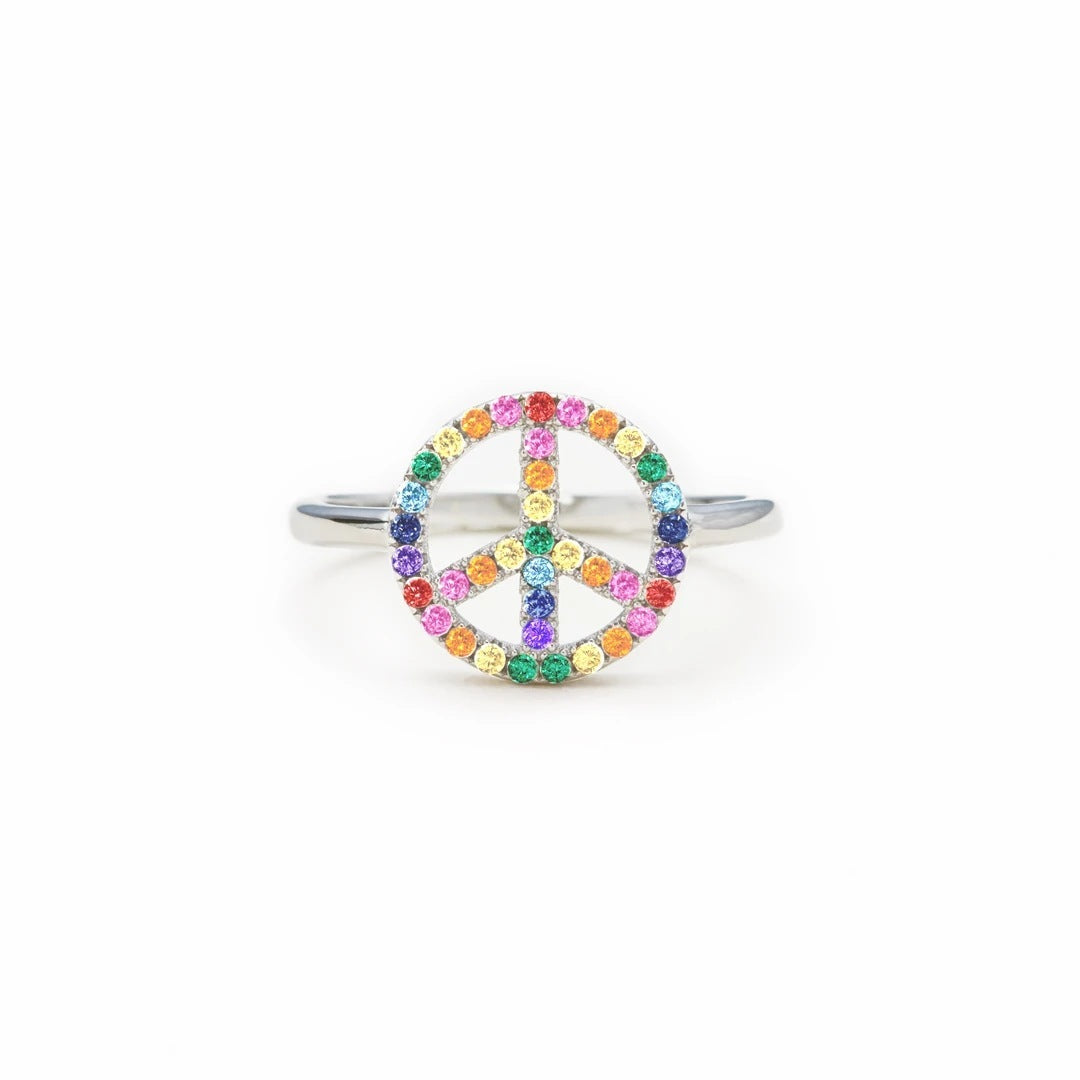 Adjustable Gold Plated Ring Inlaid Gems Geometric Design