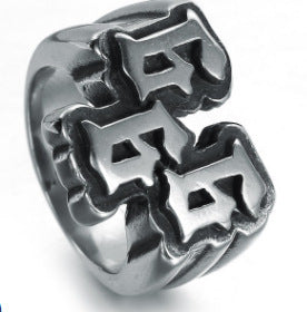 European And American Men's Stainless Steel Accessories 666 Ring