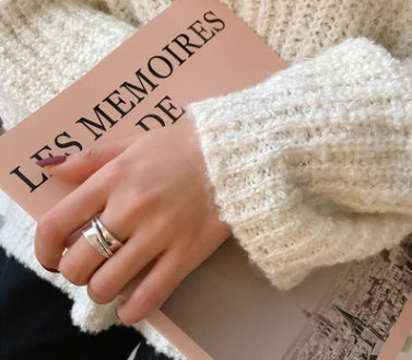 Vintage Copper Ring For Women Adjustable Geometric Design Thai Silver Plated Rounded Ring Jewelry Accessory Elegant Wear