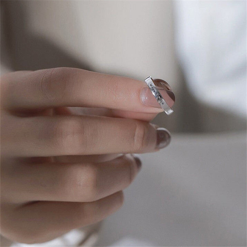 Womens Adjustable Initial Letter Ring Vintage Silver Open Design Copper Alphabet Ring for Women Timeless Style