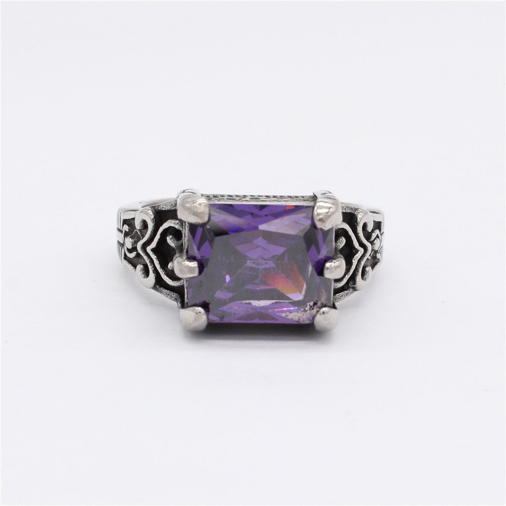 Mens Titanium Steel Ring With Square Black Onyx Stone Retro Band For Him Sizes 7 8 9 10 11 12 Durable Everyday Wear