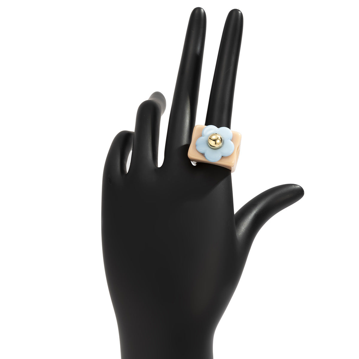 Womens Flower Resin Ring Wide Floral Statement Fashion Ring