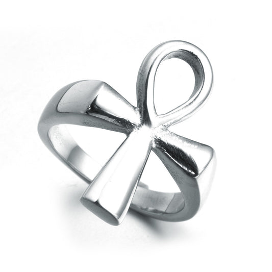 Stainless Steel Hollow Cross Ring Europe And America Fashion Jewelry Religious Band Ring Gift For Any Occasion
