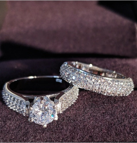 Womens 925 Sterling Silver Ring Zircon Inlay Band For Her Simple Silver Ring Size 5 6 7 8 9 10 Style Band Ring