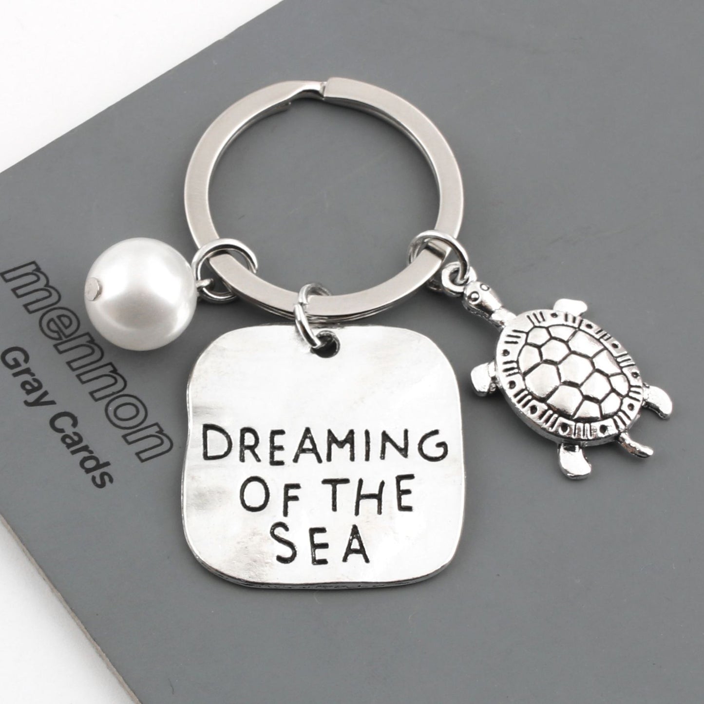 Metal Keychain Pearl Pendant Ocean Theme Accessory