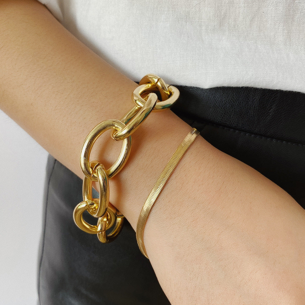 Geometric Punk Metal Bracelet Bangle Golden Fashion Jewelry Accessory Vintage Design Gift for Women Statement Piece