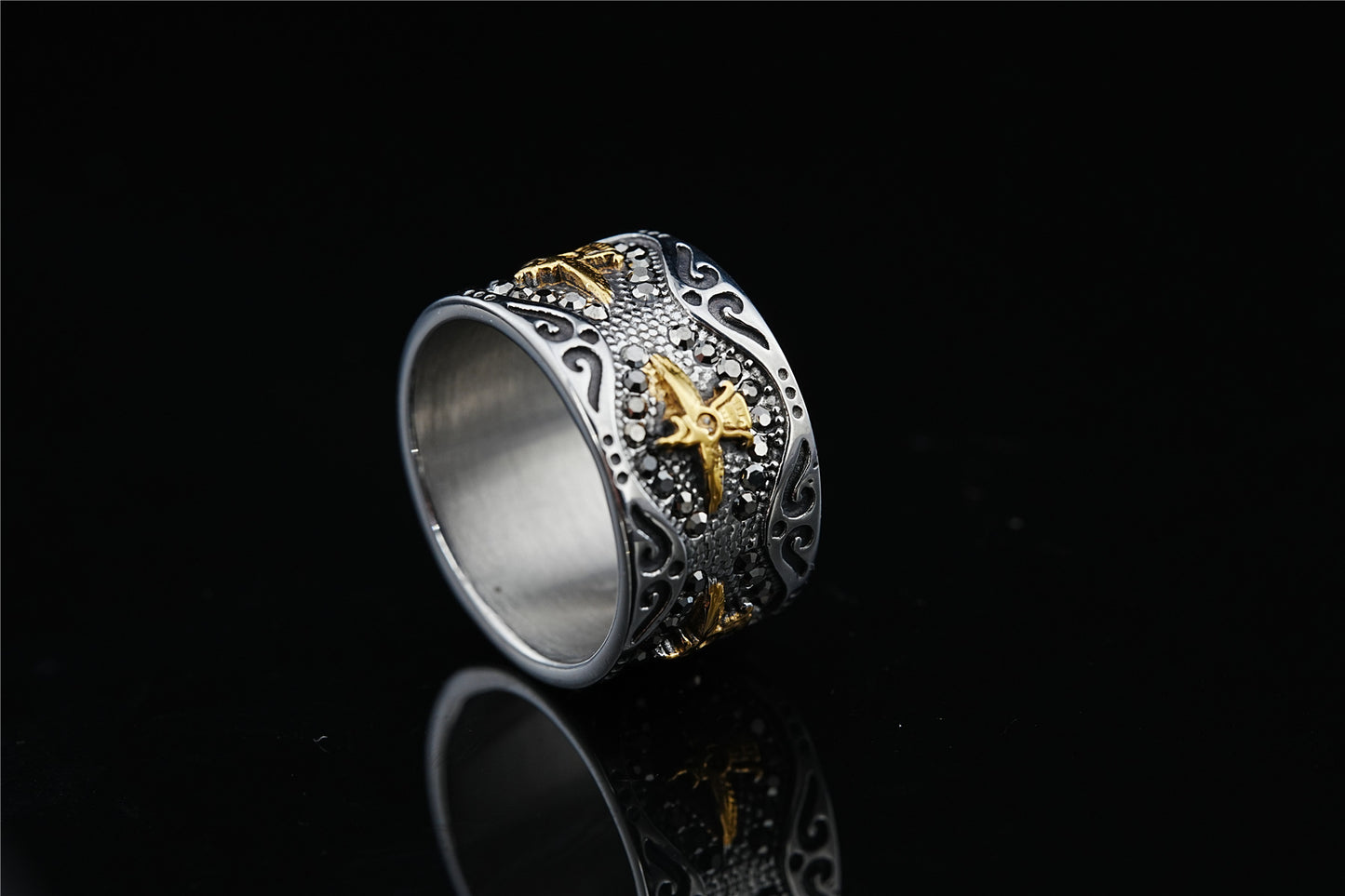 Unisex Retro Eagle Wings Ring Geometric Titanium Alloy Ring For Men Women Vintage Biker Jewelry Gift Vintage Look