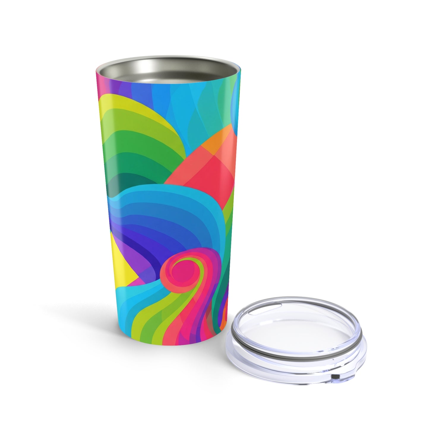20 Ounce Steel Tumbler Printed Art Double Wall Insulation Spill Resistant Lid For Hot And Cold Beverages