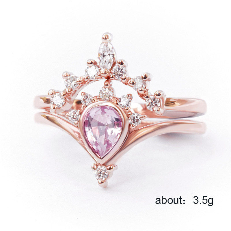 Crown Ring Zircon Inlaid Gold Plated Copper Fashion Jewelry Holiday Gift Princess Queen Statement Durable Ring