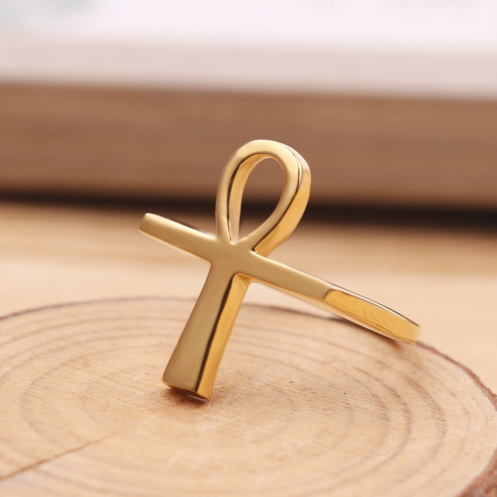 Cross Key Ring Alloy Inlaid Gold Memorial Gift Keychain