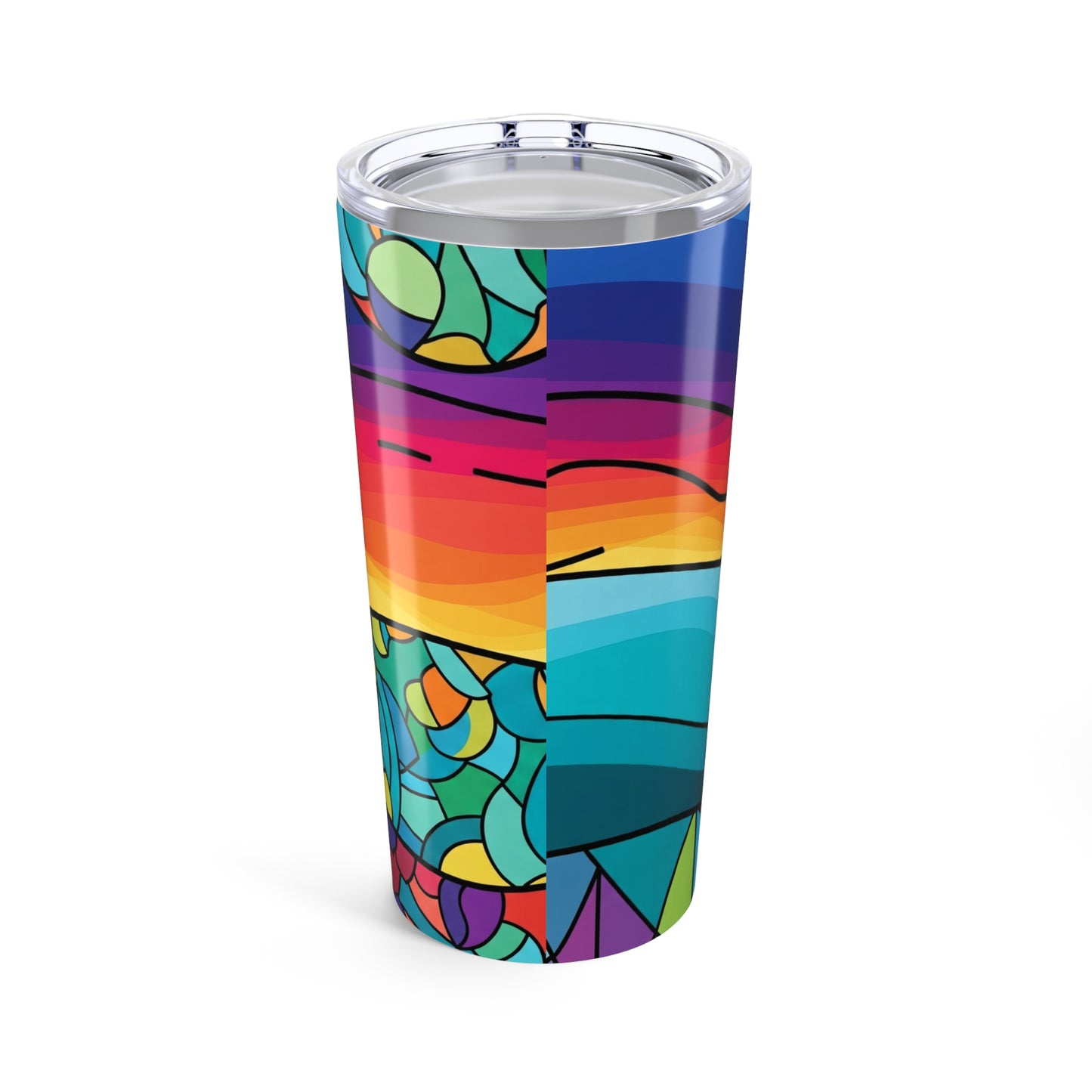 20oz Stainless Steel Tumbler With Printed Design Double Wall Vacuum Insulation Leak Proof Lid Coffee Cup