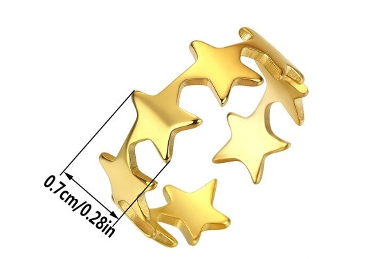 Small Star Adjustable Ring For Women Vintage Jewelry Stainless Steel Five Point Star Geometric Elegant Classic