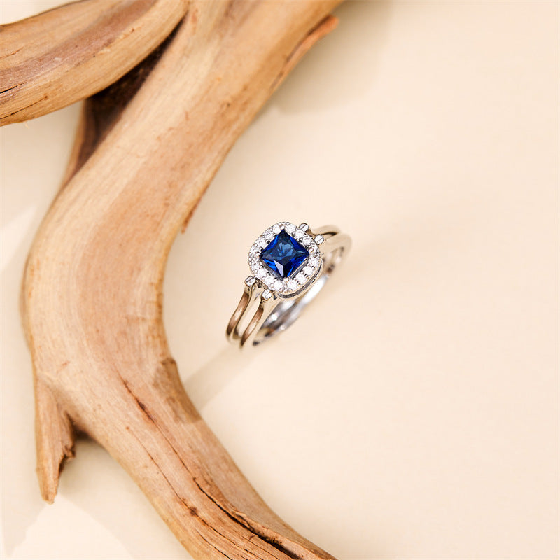 Copper Zircon Double Color Flip Ring For Women Reversible