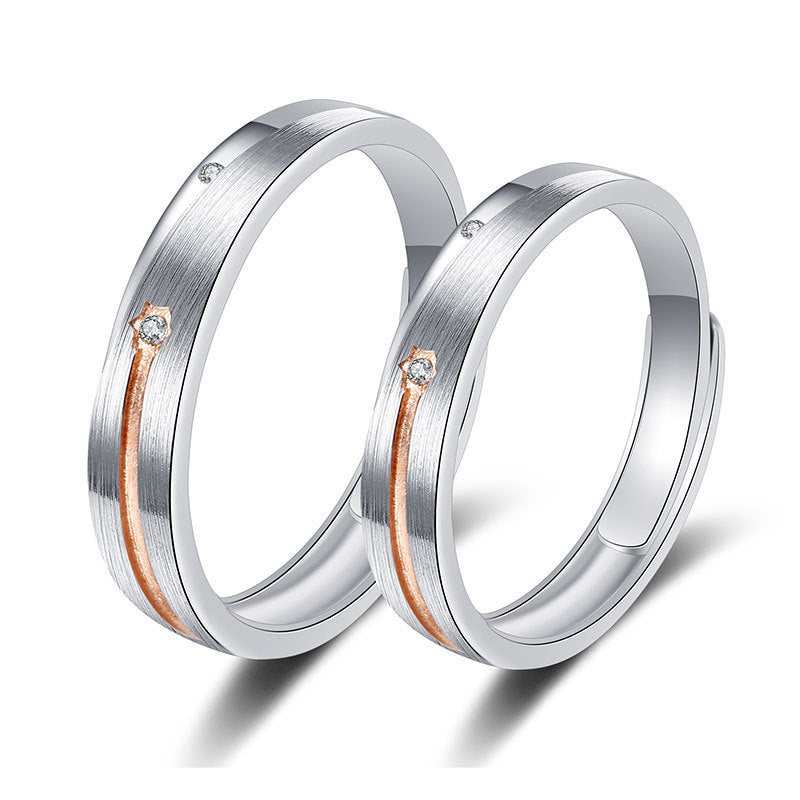 Couple Rings Adjustable Copper Bands Alongside Zircon Inlay Matching Promise Rings Him And Her Fashion Jewelry