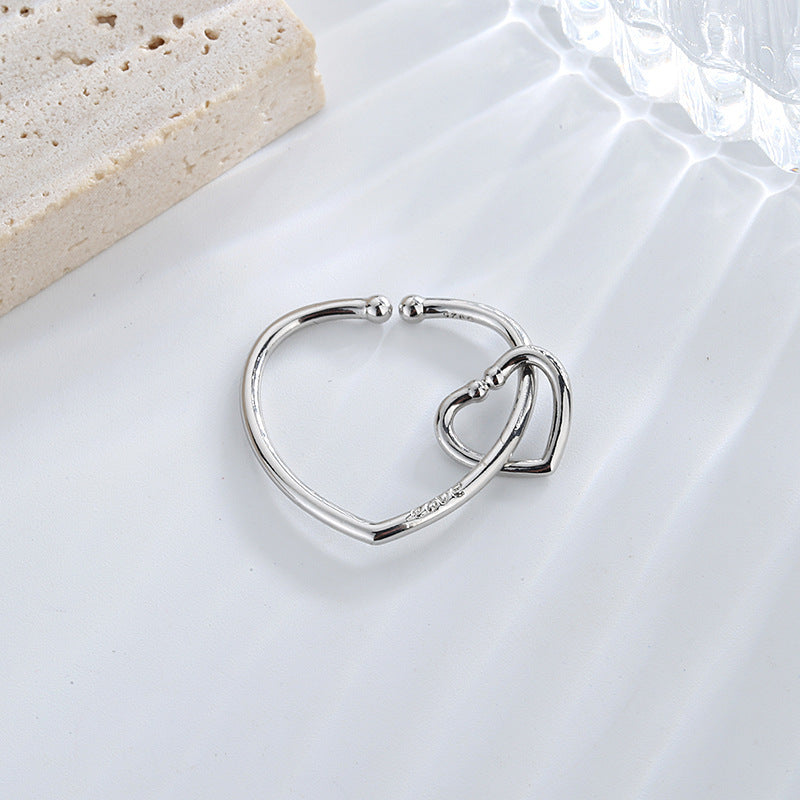 Heart Shaped Copper Electroplated Ring For Women Korean Style Love Token Lux Texture Jewelry Gift For Her Gift Idea