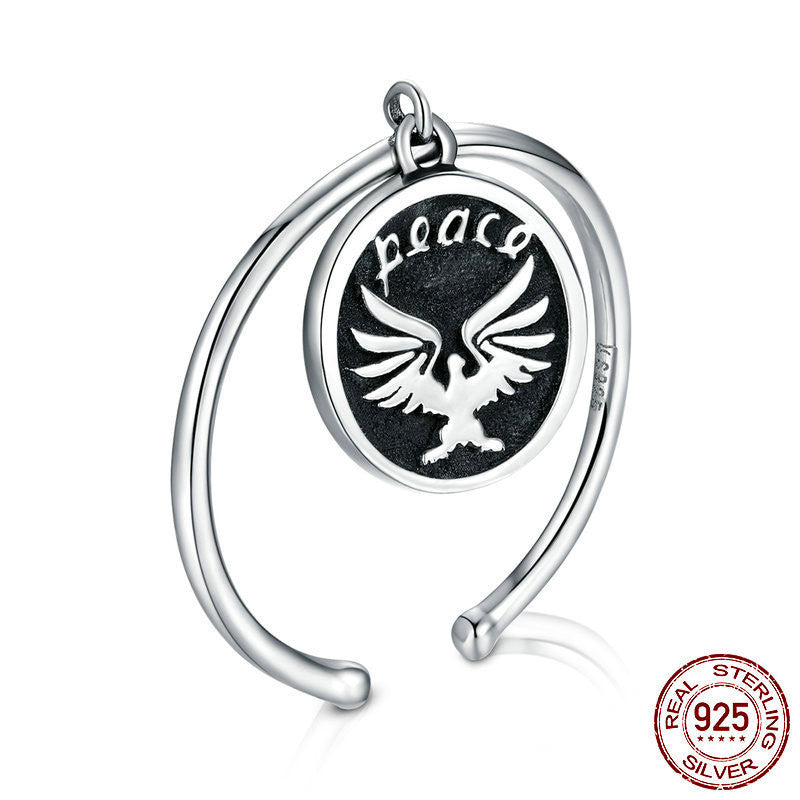 Sterling Silver Adjustable Opening Ring Zircon Inlay Floral Design For Women And Men European American Flowers