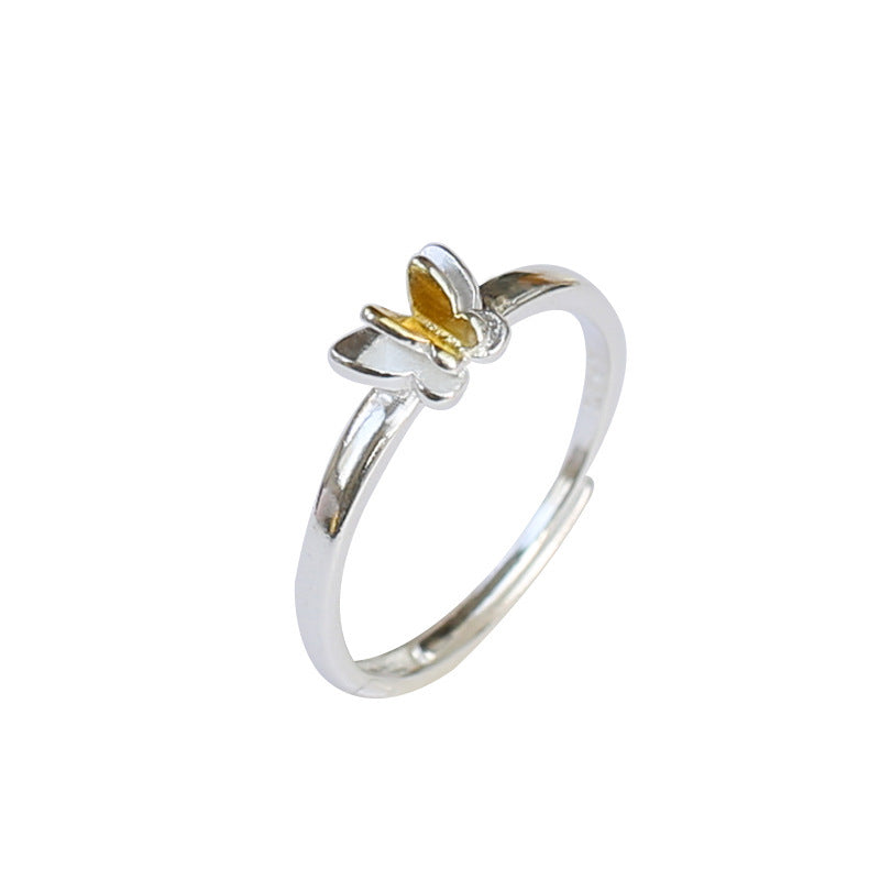 Sweet And Lovely Three Dimensional Golden Butterfly Ring 925 Silver Women Jewelry For Every Day Wear And Gifts