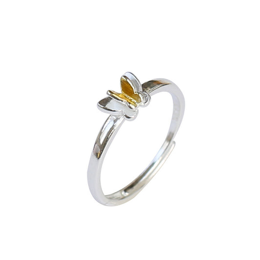 Sweet And Lovely Three Dimensional Golden Butterfly Ring 925 Silver Women Jewelry For Every Day Wear And Gifts