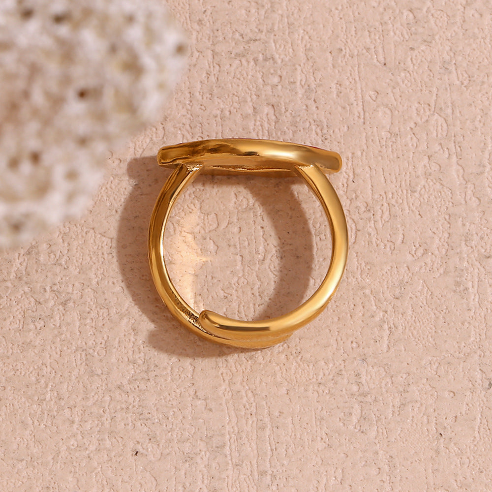 Women's Ring 18K Gold Plated Stainless Steel Lip Dripping Design Opening Band Ring Fashion Jewelry Gift for Her Girls and Women