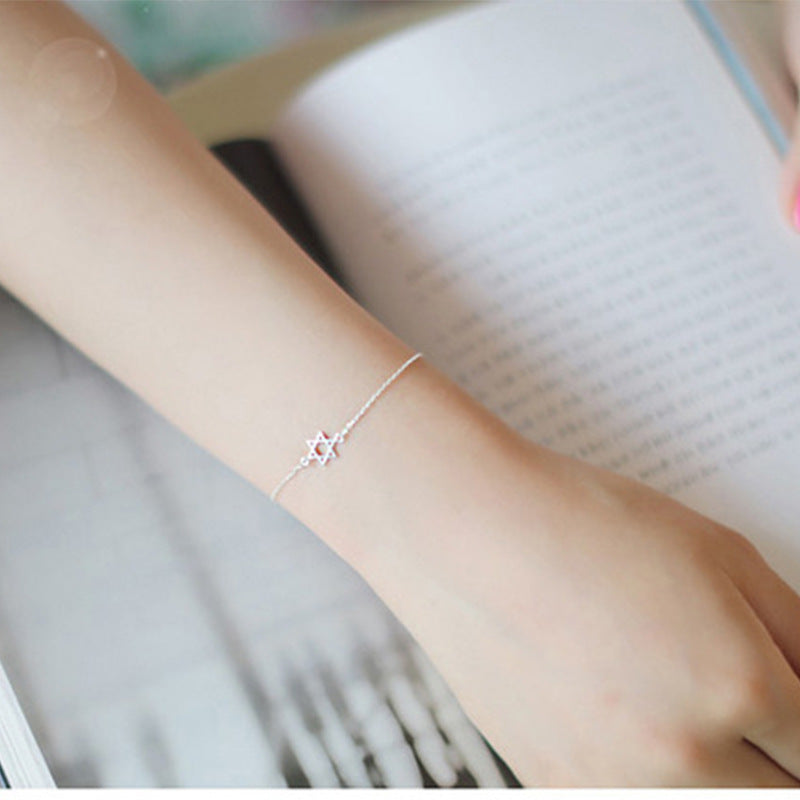 Six Pointed Star Bracelet With Extension Chain Gold