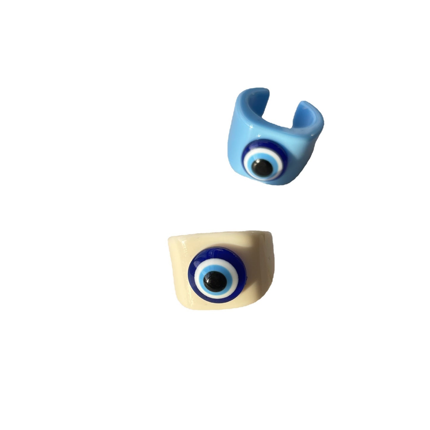 Unisex Adjustable Resin Geometry Ring With Colorful Acrylic Evil Eye Design Non Inlaid Plastic Statement Jewelry