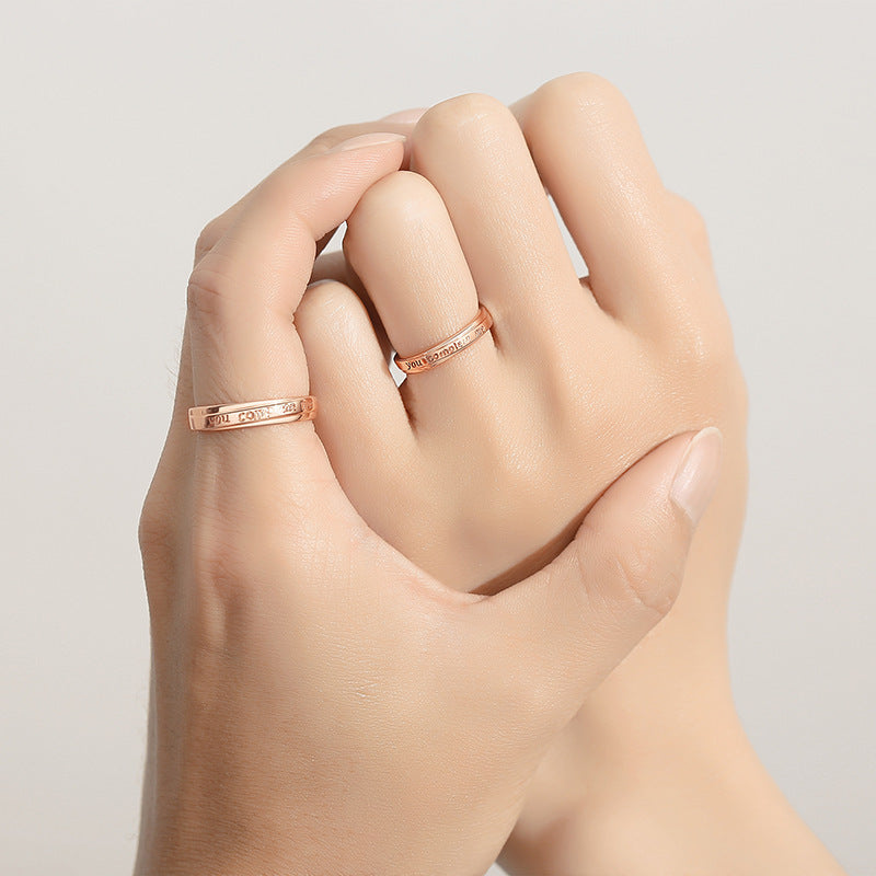 Sterling Silver Ins Style Couple Rings Letter Number Text Rings Electroplated Individually Packed Gift For Her