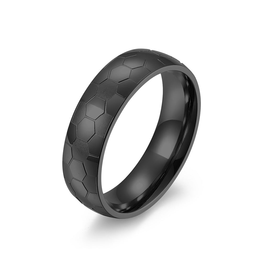 Titanium Steel Ring Ornament Unisex Football Theme Jewelry