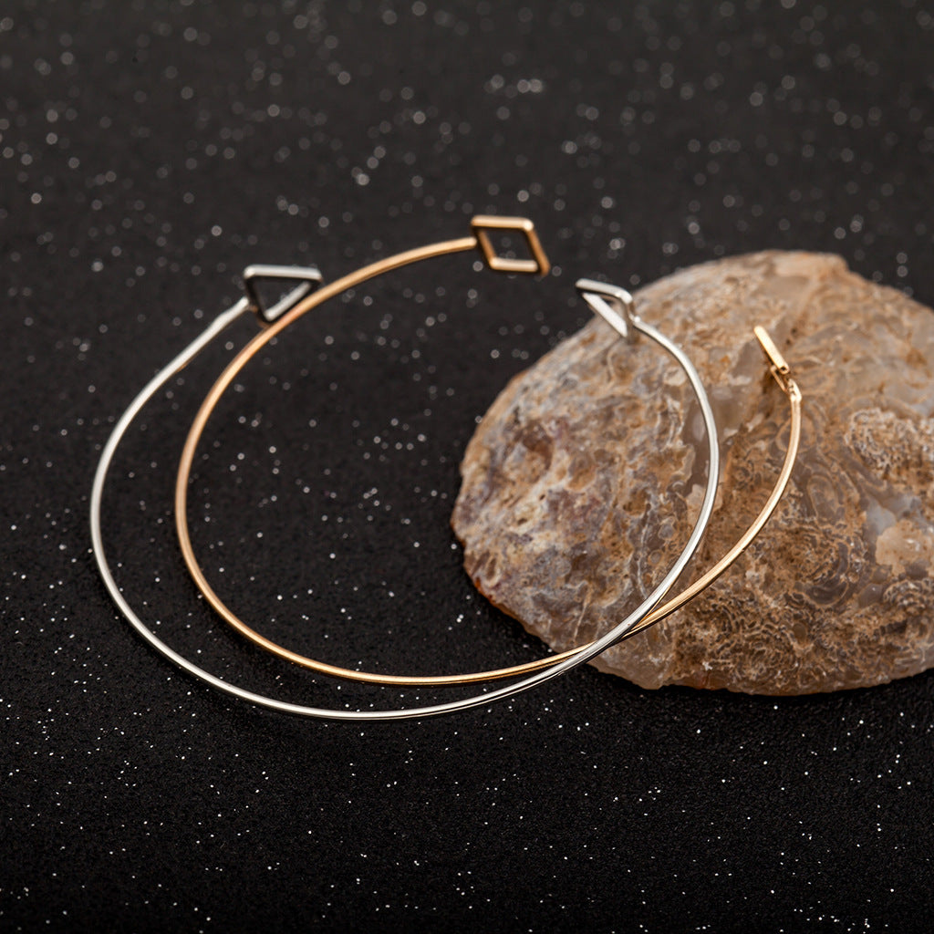 Womens Geometric Copper Bracelet Hollow Triangle Open Design Electroplated Jewelry Gift For Women Elegant Everyday Wear