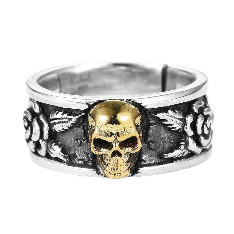 Unisex Skull Ring Adjustable Opening Copper Ring Retro Design Skull Fashion Ring Unique Statement Ring For Men