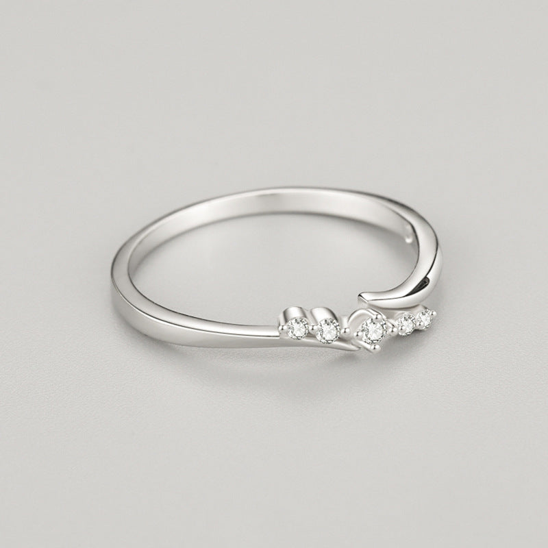 Womens 925 Silver Ring Gold Plated Diamond Inlay Thin Band Anniversary Promise Jewelry Gift Elegant Style Gift