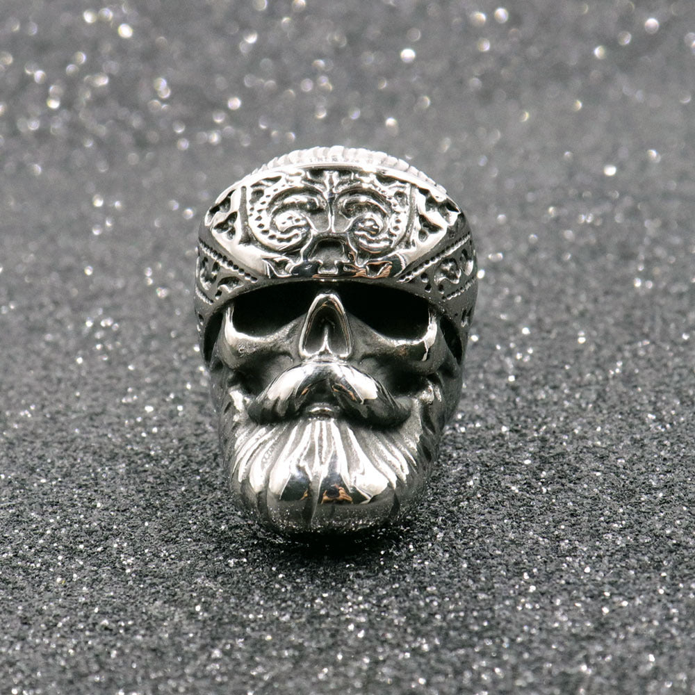 Mens Titanium Skull Ring Black Polished Retro Punk Style Statement Jewelry Durable Bold Ring For Men With Fashion Edge