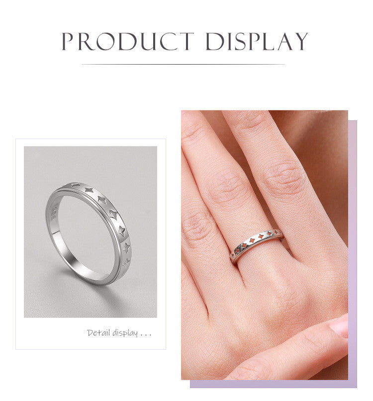 Womens 925 Sterling Sterling Simple Hollow Band Gold Plated With Artificial Gemstones Lightweight Electroplated