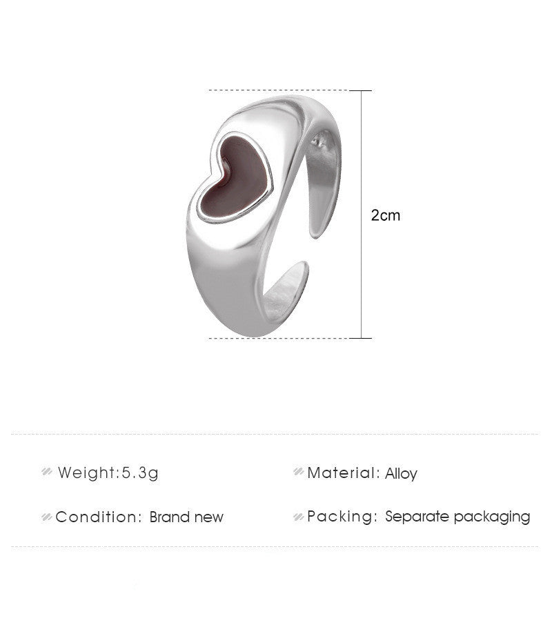 Heart Ring For Women Girls Geometric Index Finger Ring Korean Creative Alloy Ring Electroplated Finish Ins Ring