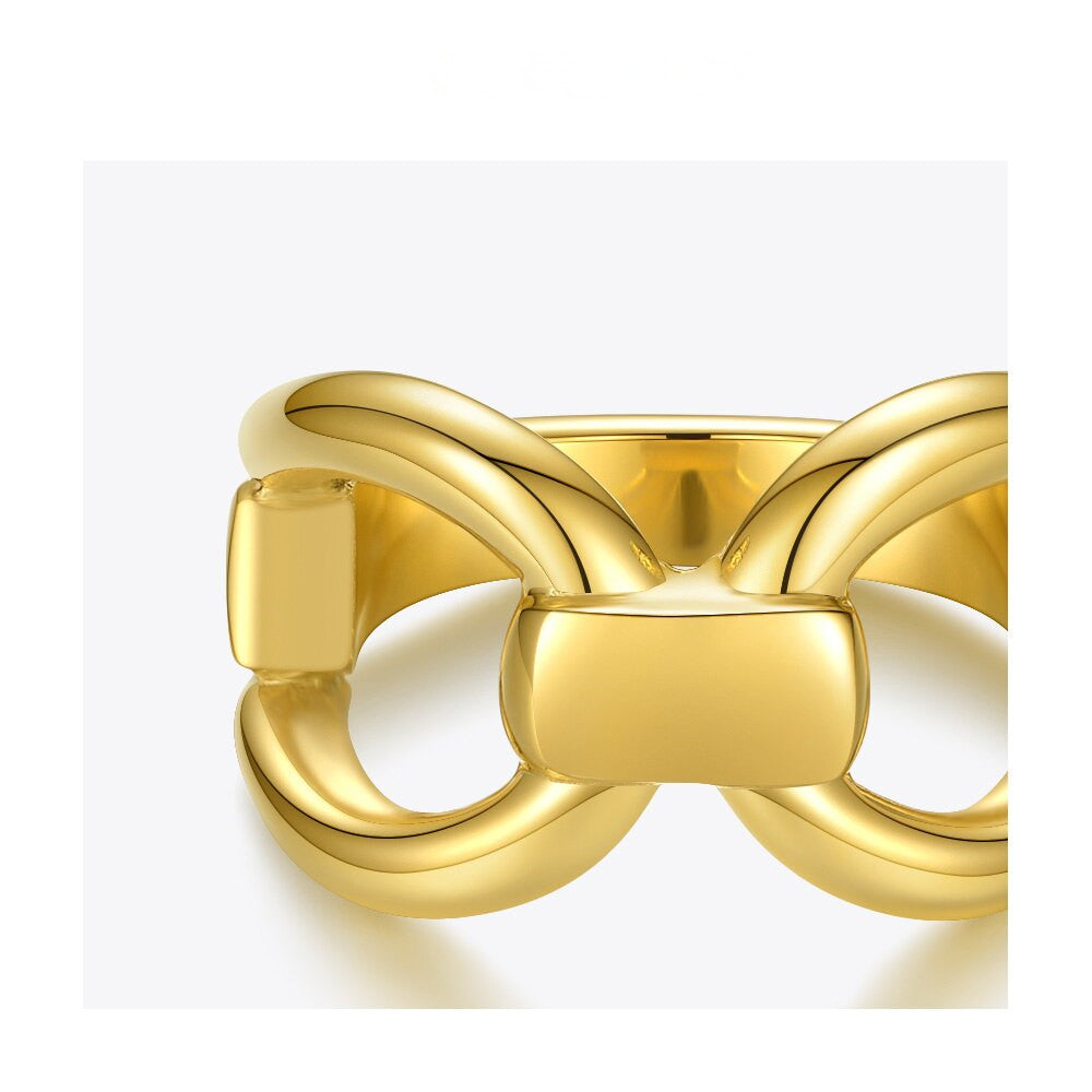 Womens Titanium Steel Ring 18K Gold Plated Figure Eight Hollow Bow Lightweight Elegant Jewelry Chic Gift For Her