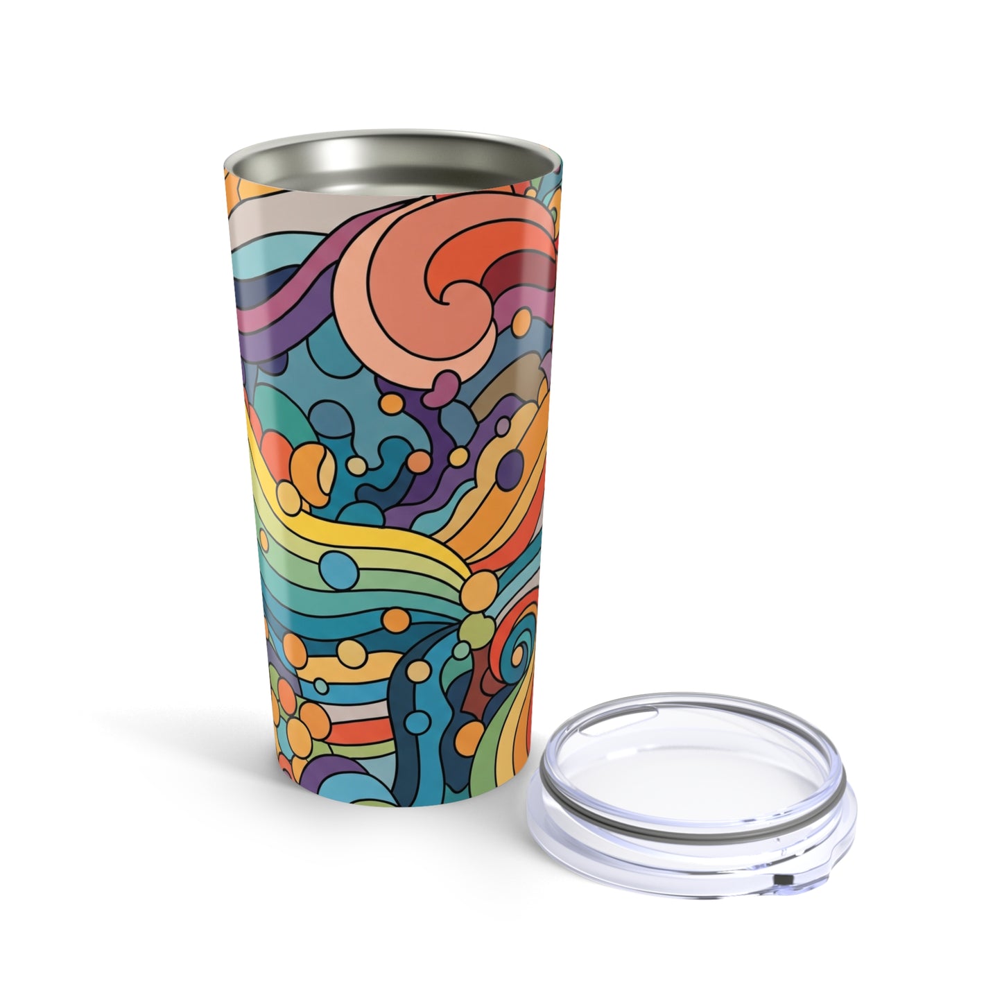 20oz Stainless Steel Tumbler With Printed Artwork Double Wall Vacuum Insulated Leak Proof Hot Cold Drinks Durable