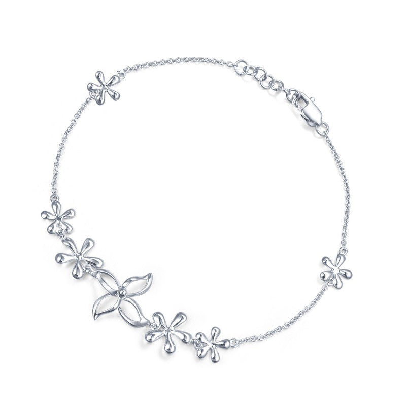 Womens Four Leaf Clover Bracelet Gold Plated White Copper With Artificial Gems For Anniversary Ideal Gift Idea