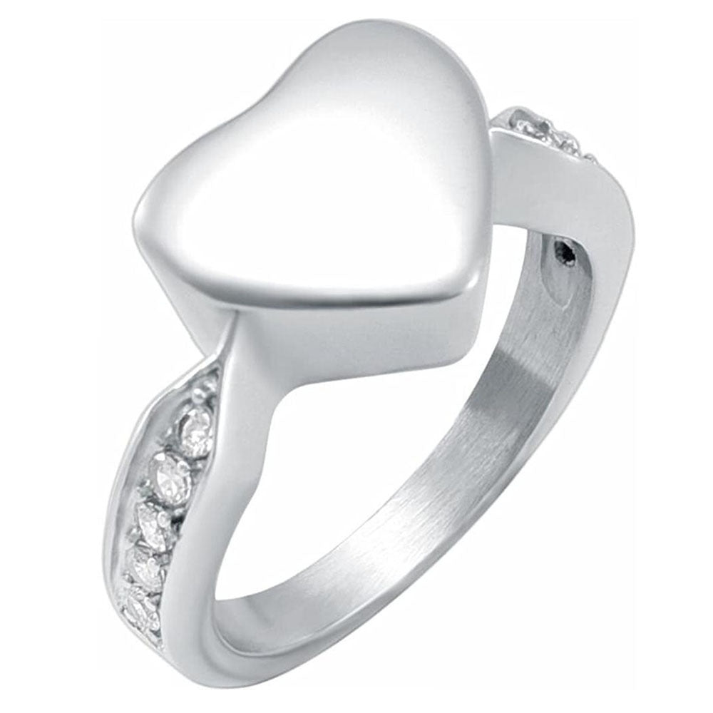 Unisex Heart Ring Stainless Steel Diamond Open Heart Shape Jewelry Elegant Classic Designer Gift for Men Women
